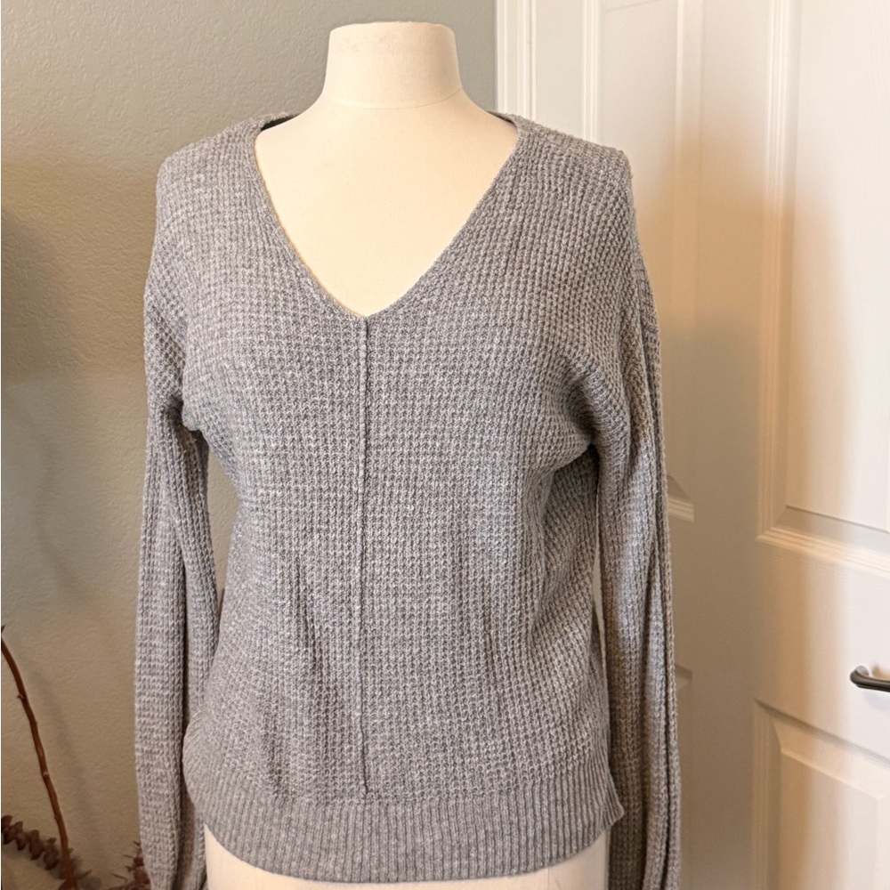 if it were me Light Gray V-Neck Sweater